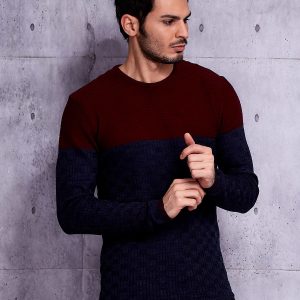 Wholesale Navy blue sweater for men with braided module