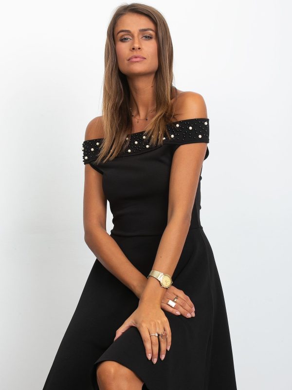 Wholesale Black dress with pearls