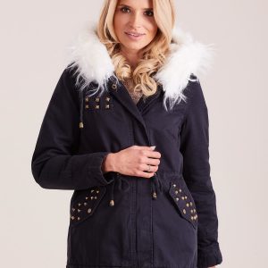 Wholesale Navy blue short parka with hood