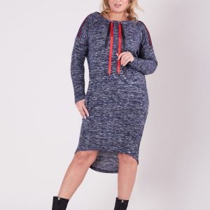 Wholesale Dark Blue Asymmetrical Plus Size Dress