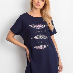 Wholesale Navy blue tunic with boho print