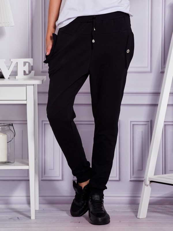 Wholesale Black sweatpants with pockets