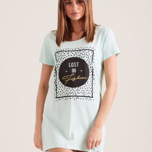 Wholesale Mint Printed Nightgown