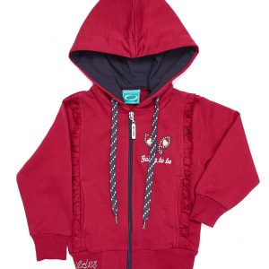 Wholesale Burgundy Cotton Hooded Girls' Hooded Sweatshirt