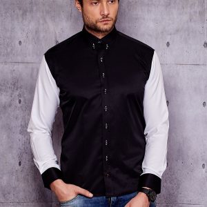 Wholesale Men's black shirt with contrasting sleeves PLUS SIZE