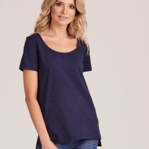 Wholesale Navy Blue Smooth Women's T-Shirt