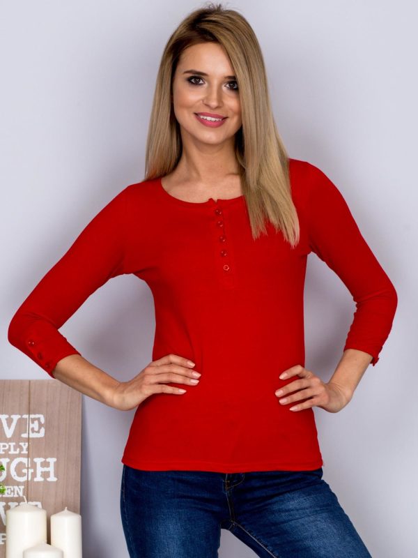 Wholesale Cotton blouse with buttons red