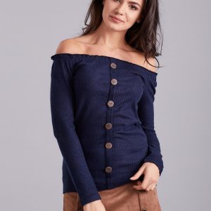 Wholesale Dark blue ribbed spanish blouse