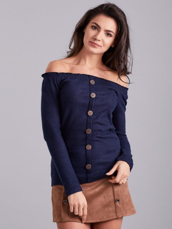 Wholesale Dark blue ribbed spanish blouse