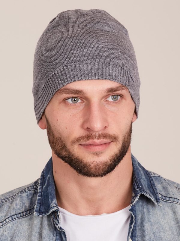 Wholesale Grey men's hat with ribb