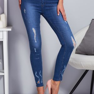 Wholesale Blue jeans with lace inserts