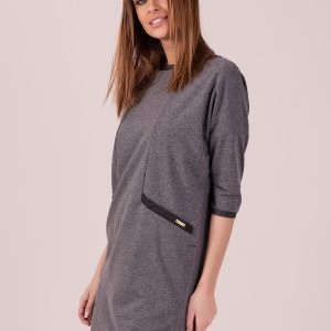 Wholesale Dark grey dress with darker hem