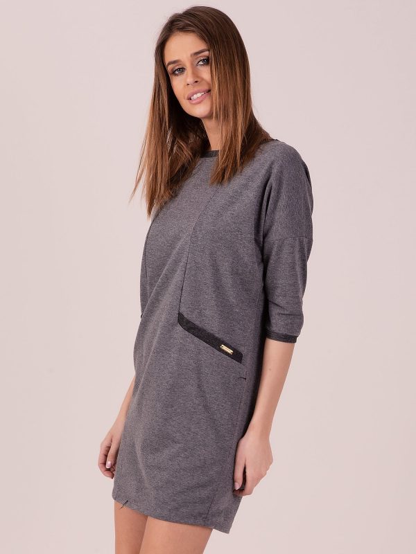 Wholesale Dark grey dress with darker hem