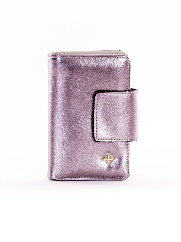 Wholesale Women's silver wallet with white and magnet clasp