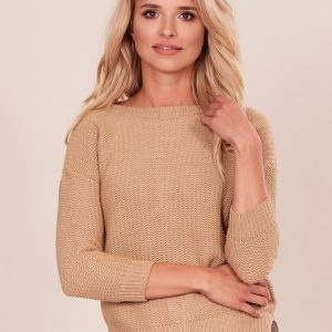 Wholesale Dark beige sweater with zipper