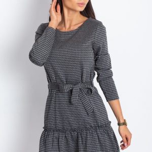 Wholesale Grey houndstooth dress with binding