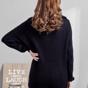 Wholesale Navy Blue Wide Turtleneck Sweater