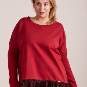 Wholesale Burgundy blouse with frill PLUS SIZE