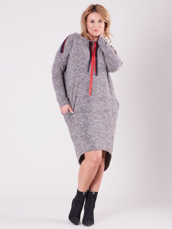 Wholesale Grey and beige asymmetrical dress PLUS SIZE