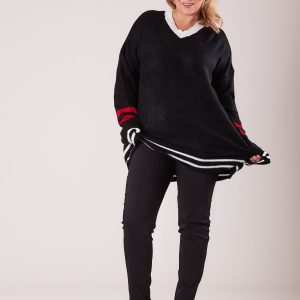 Wholesale Black V-neck sweater PLUS SIZE