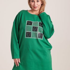 Wholesale Green tunic with plus size applique