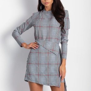 Wholesale Black and white checkered dress with binding