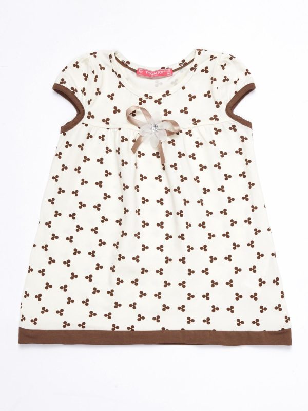 Wholesale Ecru children's dress with all over print