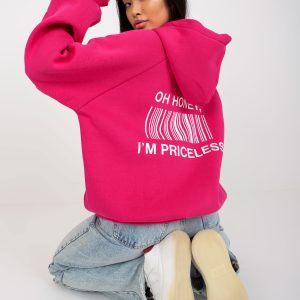 Wholesale Fuchsia sweatshirt with print on the back and hood