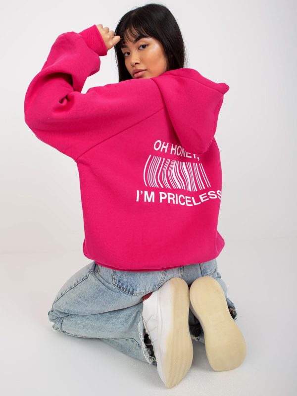 Wholesale Fuchsia sweatshirt with print on the back and hood