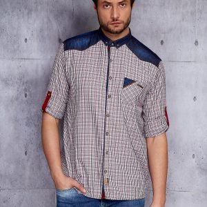 Wholesale Men's shirt with denim modules PLUS SIZE