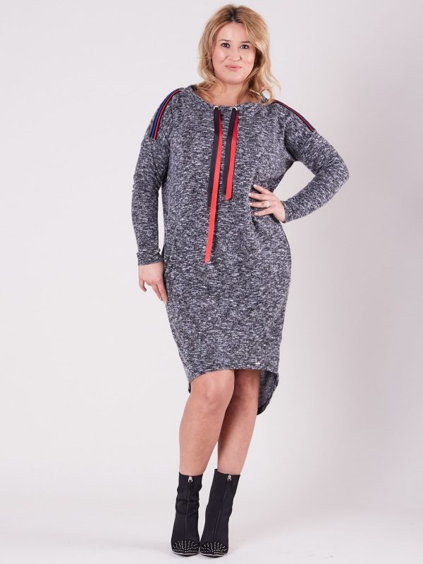 Wholesale Dark Grey Plus Size Asymmetrical Dress