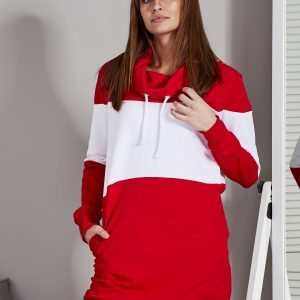 Wholesale Modular women's sweatshirt with loose collar white/red