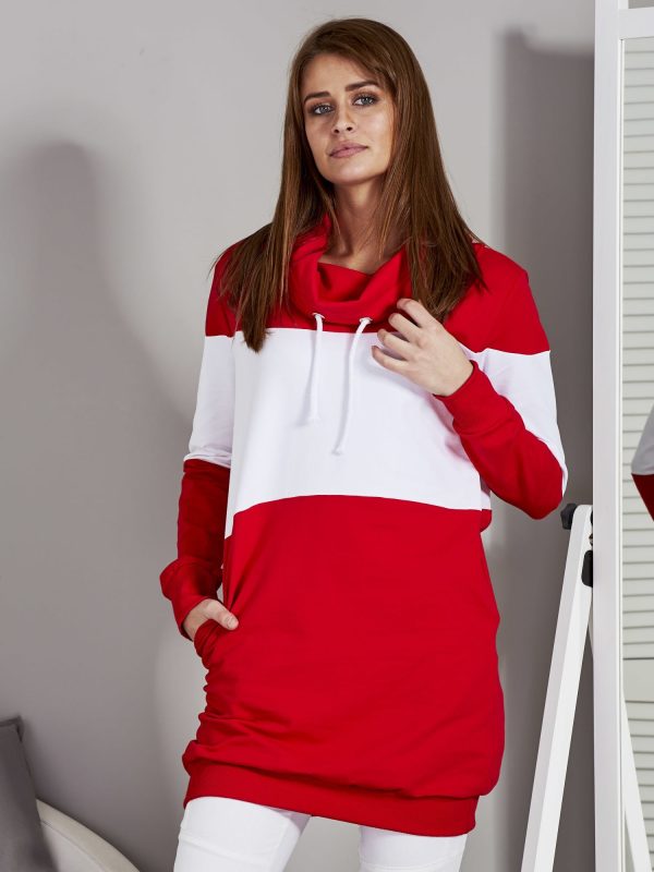 Wholesale Modular women's sweatshirt with loose collar white/red