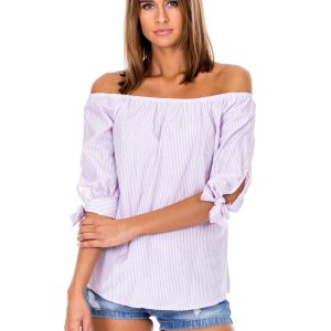 Wholesale Purple striped spanish blouse