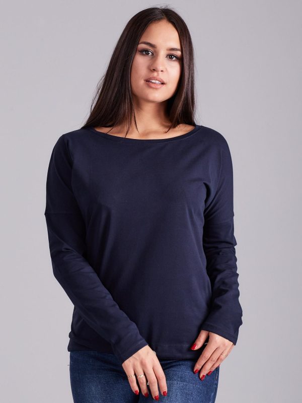 Wholesale Navy blue cotton blouse