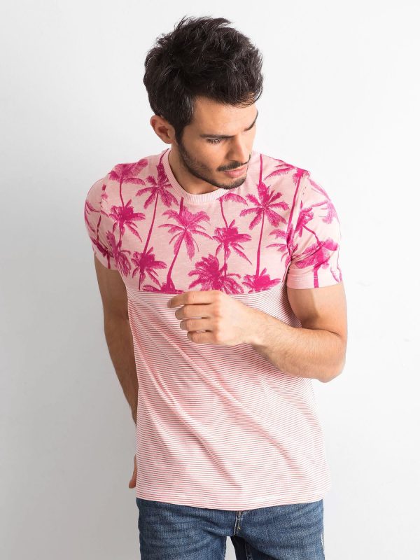 Wholesale Light pink striped t-shirt for men