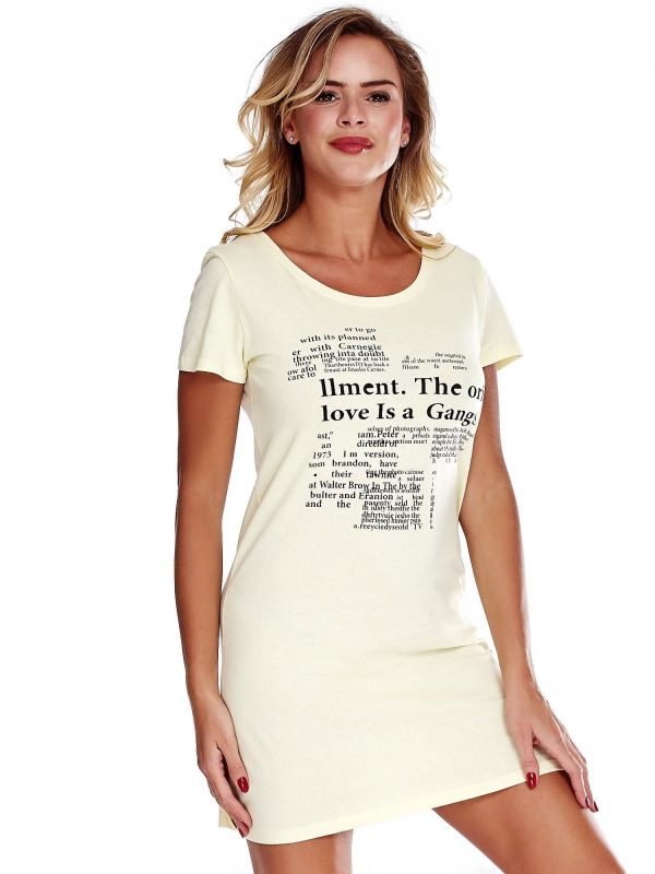 Wholesale Yellow Newspaper Printed Nightdress