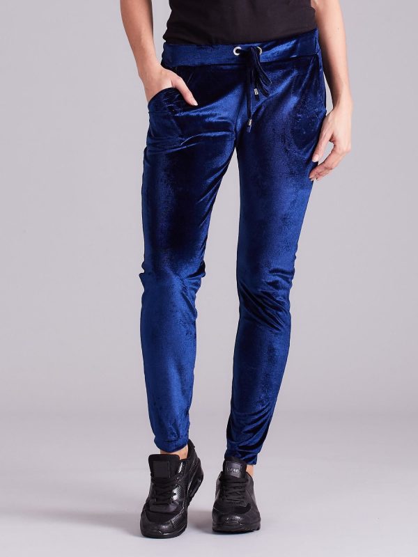 Wholesale Dark blue velour pants