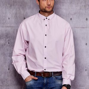 Wholesale Men's light pink shirt with small stripes PLUS SIZE