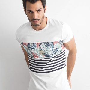 Wholesale Men's White T-Shirt with Print