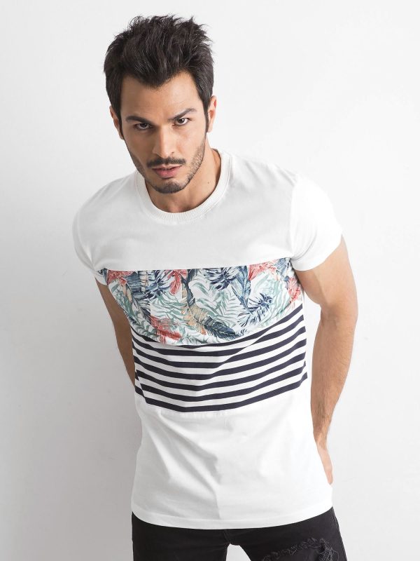 Wholesale Men's White T-Shirt with Print