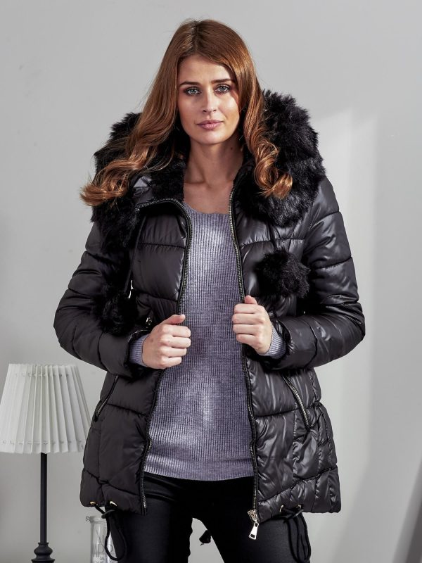 Wholesale Black jacket with pomponics