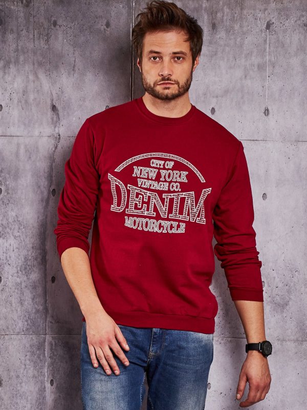 Wholesale Burgundy sweatshirt for men with inscription