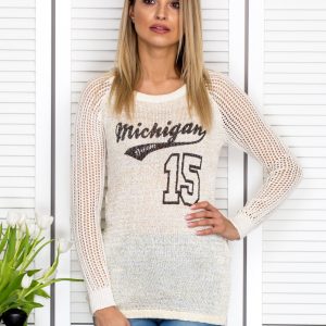 Wholesale Ecru jumper with baseball print