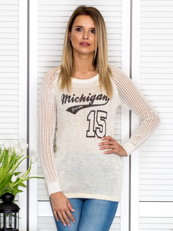 Wholesale Ecru jumper with baseball print