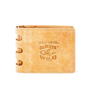 Wholesale Light brown leather wallet with cutouts