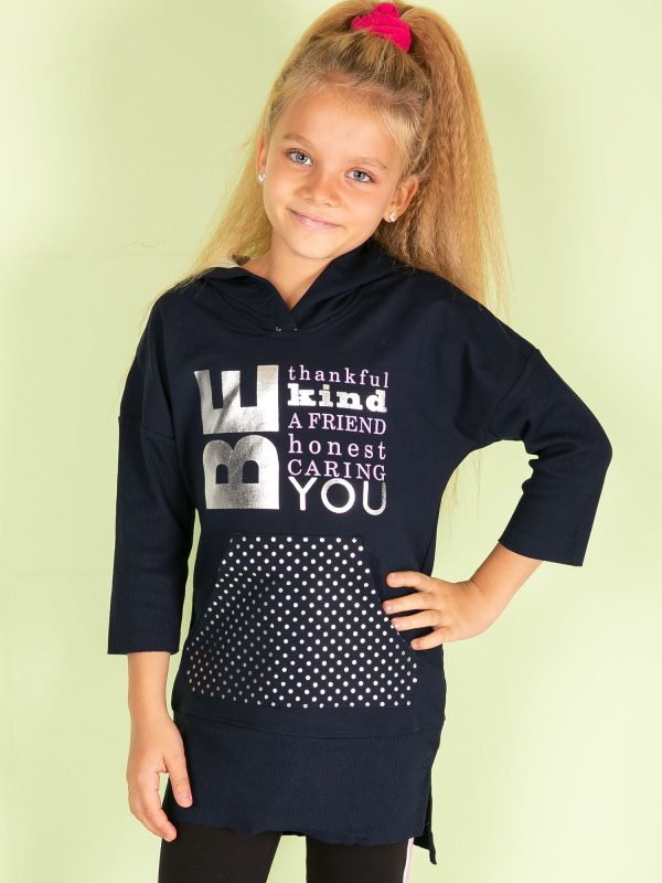 Wholesale Navy blue girl tunic with metallic print