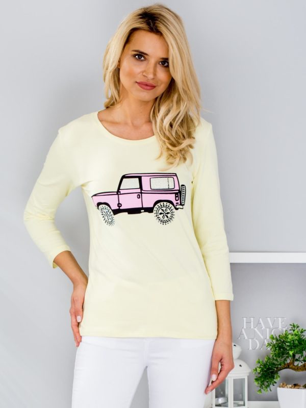 Wholesale Yellow blouse with car