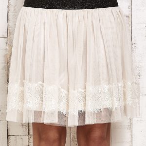 Wholesale Cream Lace Mini Skirt