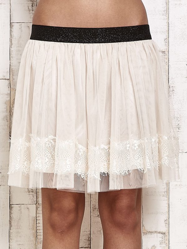 Wholesale Cream Lace Mini Skirt